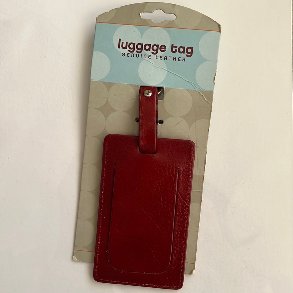 Brand new never used leather luggage tag